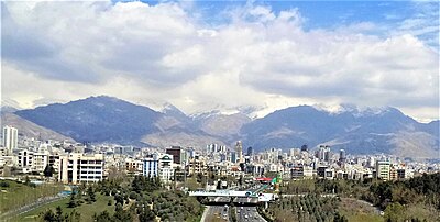 Tehran with Alborz Mountains